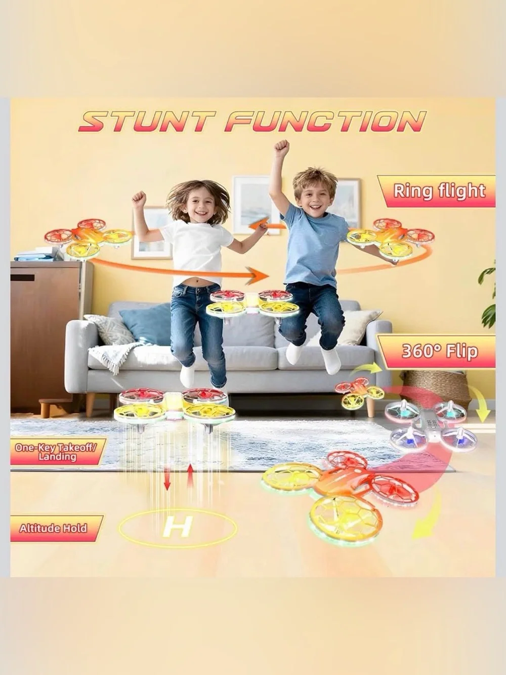 Cool Light Drone for Kids, Mini Indoor Outdoor RC Drone with 4 LED Lights
